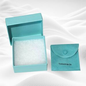 Tiffany & Co Jewelry Box 3" x 3" w/ Tiffany Suede Pouch Authentic Gift Packaging